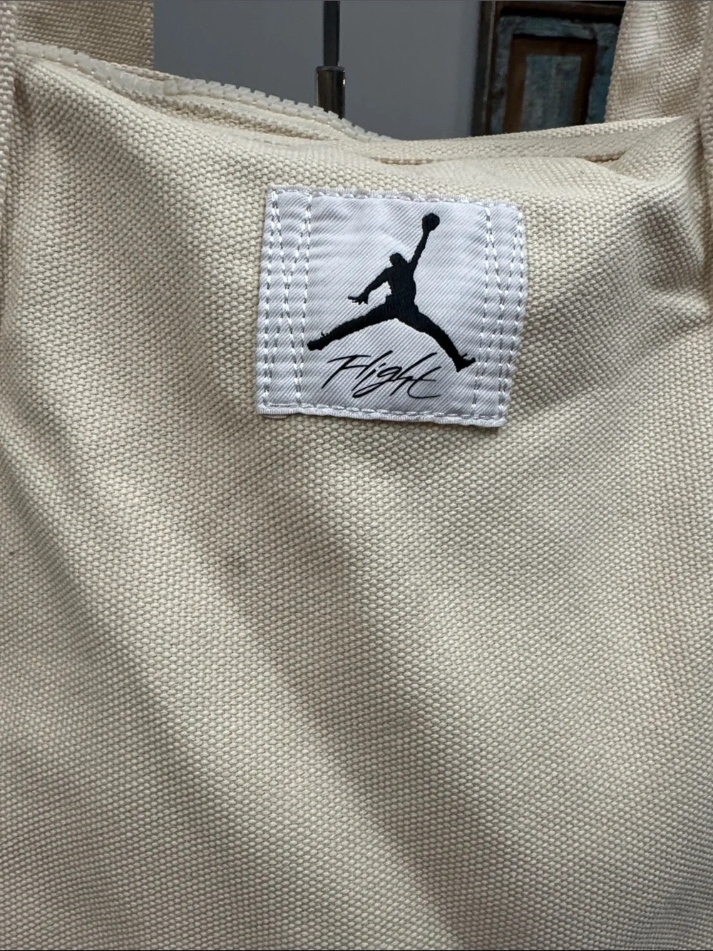 Jordan Cream Canvas Tote Bag with Jordan Logo